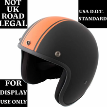 Matt Black with Orange Stripe Daytona Low Profile D.O.T. Open Face Helmet - NOT UK ROAD LEGAL