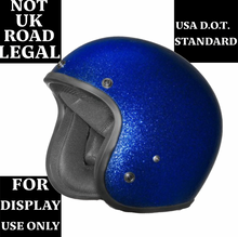 Blue Metalflake - Daytona Low Profile D.O.T. Open Face Helmet - NOT UK Road Legal