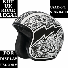 Daytona Low Profile Open Face Skull Graffiti D.O.T. Open Face Helmet - NOT UK Road Legal