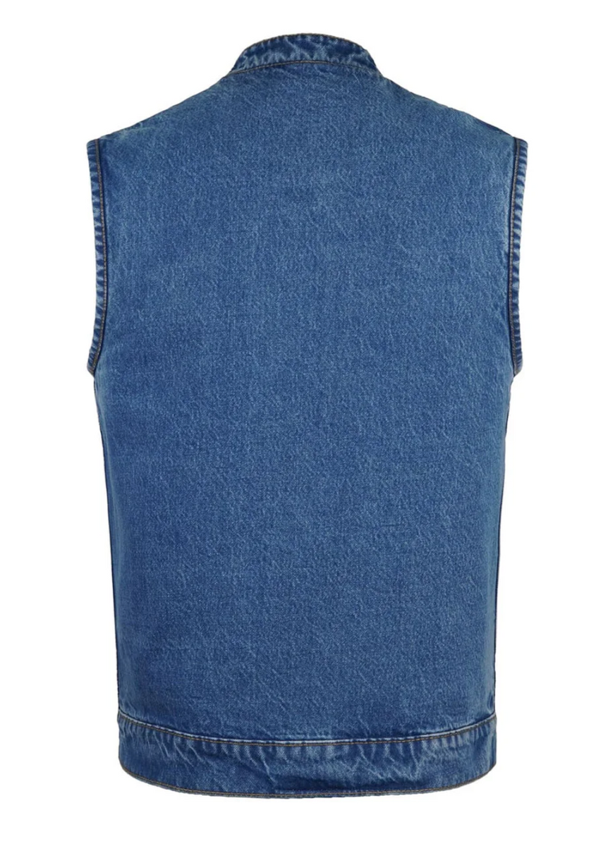 Hot Leathers VSM6001 Men's Blue Denim Vest-Blue-6XL