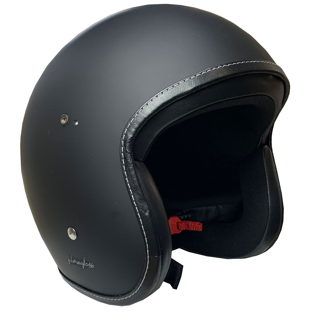 Low Profile Matt Black ECE Approved Open Face FS Retro Helmet bundle Dark Visor