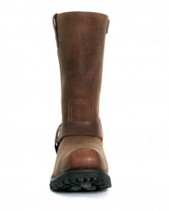 Genuine BROWN Leather  11" Tall Square Toe Engineer Boot w Zip BTM1001 BROWN