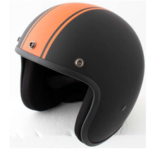 Matt Black with Orange Stripe Daytona Low Profile D.O.T. Open Face Helmet - NOT UK ROAD LEGAL