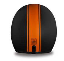 Matt Black with Orange Stripe Daytona Low Profile D.O.T. Open Face Helmet - NOT UK ROAD LEGAL