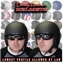 Matt Black with Orange Stripe Daytona Low Profile D.O.T. Open Face Helmet - NOT UK ROAD LEGAL