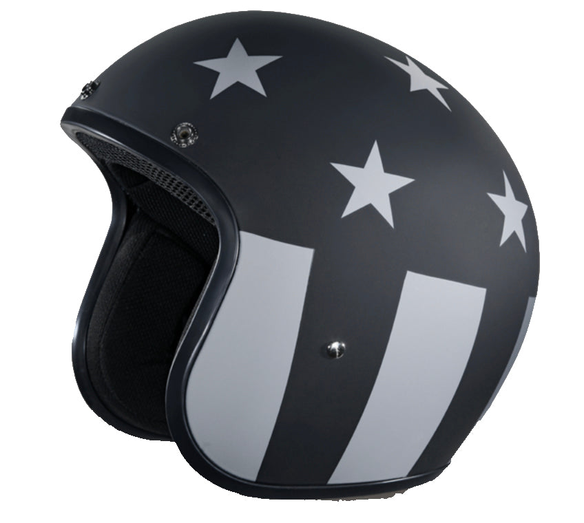 Stealth Captain America Daytona Matt Low Profile D.O.T. Open Face Helmet NOT UK Road Legal