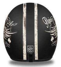 Matt Black 'Flying Skulls' - Daytona Low Profile D.O.T. Open Face Helmet, Open Face Helmets - Fat Skeleton UK