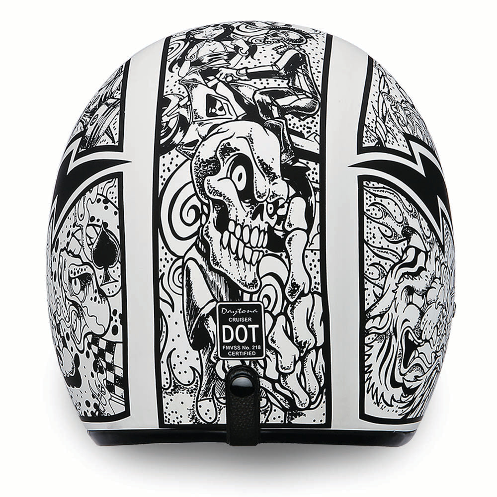 Daytona Low Profile Open Face Skull Graffiti D.O.T. Open Face