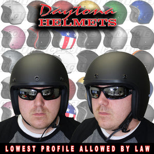Matt Black 'Flying Skulls' - Daytona Low Profile D.O.T. Open Face Helmet, Open Face Helmets - Fat Skeleton UK