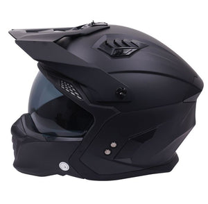 Stealth Fighter Multi Function Motorcycle Full & Open Face Helmet - Matt Black