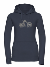 Old School Chopper Silver Rhinestone Stud Ladies Softstyle Pullover Hoodie