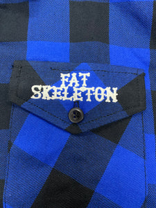 Fat Skeleton 3D logo Blue & Black Check Flannel Shirt