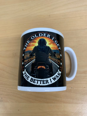 Fat Skeleton Older I Get Better I Was Sunset Biker Mug