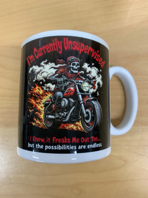 Fat Skeleton Unsupervised Biker Mug