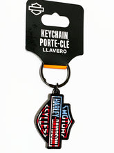 Metal & Enamel Harley-Davidson Stars & Stripes Bar & Shield Key Ring - Fat Skeleton UK