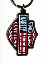 Metal & Enamel Harley-Davidson Stars & Stripes Bar & Shield Key Ring - Fat Skeleton UK