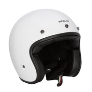 Merlin Gloss White Low Profile "Blackbird" Open Face Jet Helmet - Fat Skeleton UK