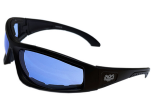 Fat Skeleton Wyoming "WIDE FIT" EVA Foam Padded Blue Lens Rider Sunglasses