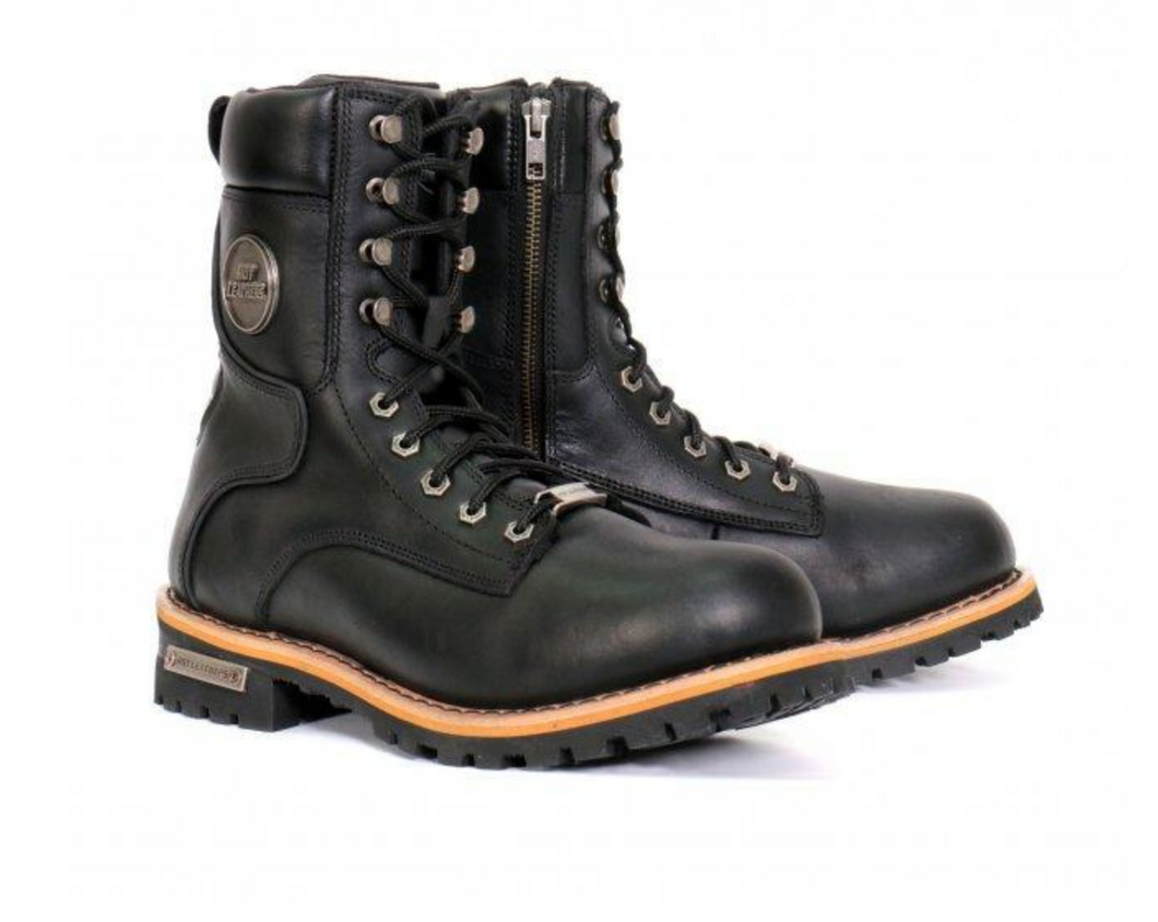 Hot Leathers Mens s Two Tone Logger Leather Lace Up Boots BTM1011