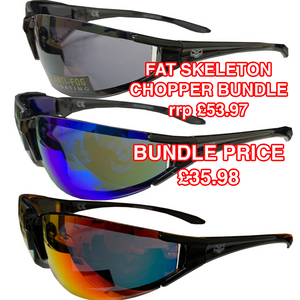 Chopper style Rider Sunglasses by Fat Skeleton 3 pack bundle