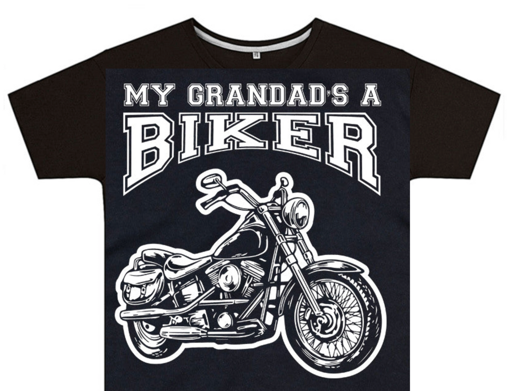 My Grandad's a Biker Kids T Shirt in Black
