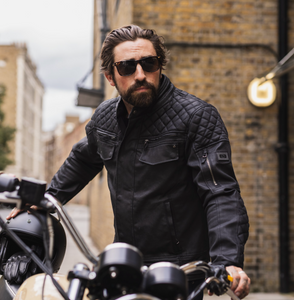 Hardwick Mens Black Wax Biker Jacket by Oxford