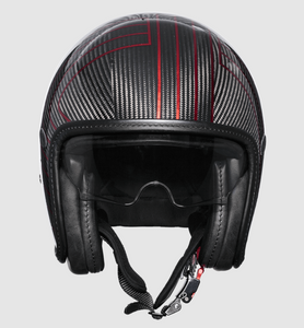 Premier Vintage Platinum Edition Carbon Fibre Open Face Helmet with drop down visor