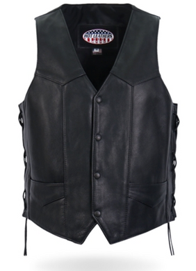 American Made Traditional Style Leather Waistcoat