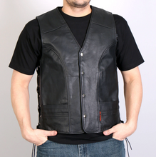 Hot Leathers VSM1030 Men's Black Motorcycle  Leather Biker Waistcoat - Fat Skeleton UK