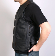 Hot Leathers VSM1030 Men's Black Motorcycle  Leather Biker Waistcoat - Fat Skeleton UK
