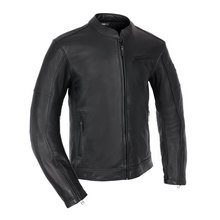 Henlow Mens Black Leather Biker Jacket by Oxford