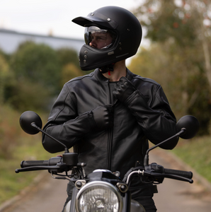 Henlow Mens Black Leather Biker Jacket by Oxford