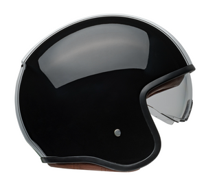 Bell Cruiser Rally Gloss Black & White TX501 open face motorcycle helmet with drop down visor