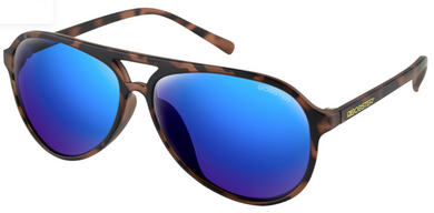 Bobster Maverick Sunglasses Matte Brown Tortoise with Brown / Blue Mirror Lens