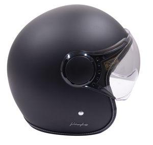 Low Profile Matt Black ECE Approved Open Face FS Retro Helmet bundle