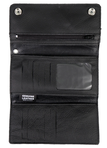 7" Leather Tri-Fold Wallet with chain & Heavy Duty Lobster Clip