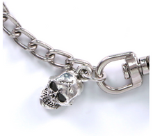 Chrome 18" Wallet Chain with Skull Charm with Lobster Belt Clip