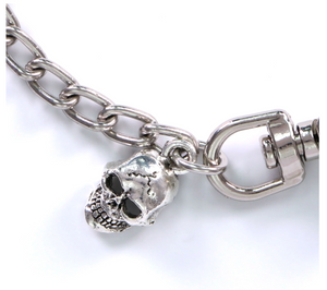 Chrome 18" Wallet Chain with Skull Charm with Lobster Belt Clip