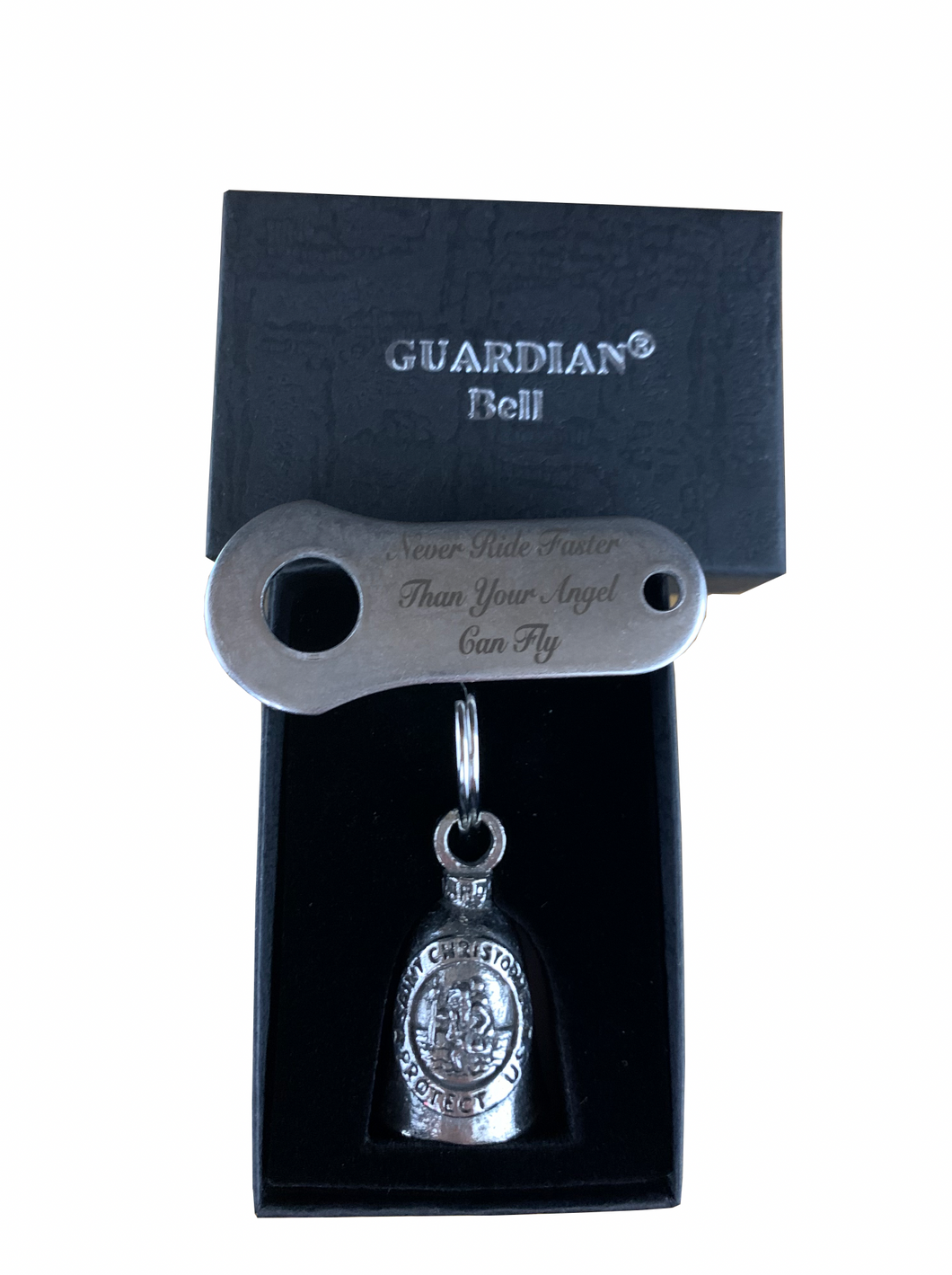 Saint Christopher Guardian Angel Bell with Gift Box & Engraved Bell Hanger