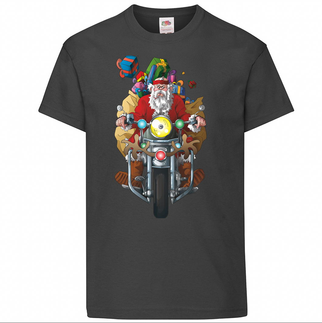 Kids Biker Santa Festive Children's T Shirt