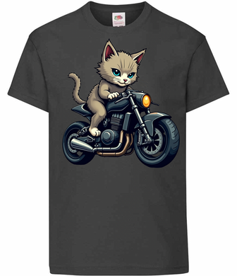 Kids Biker Short Hair Cat T Shirt