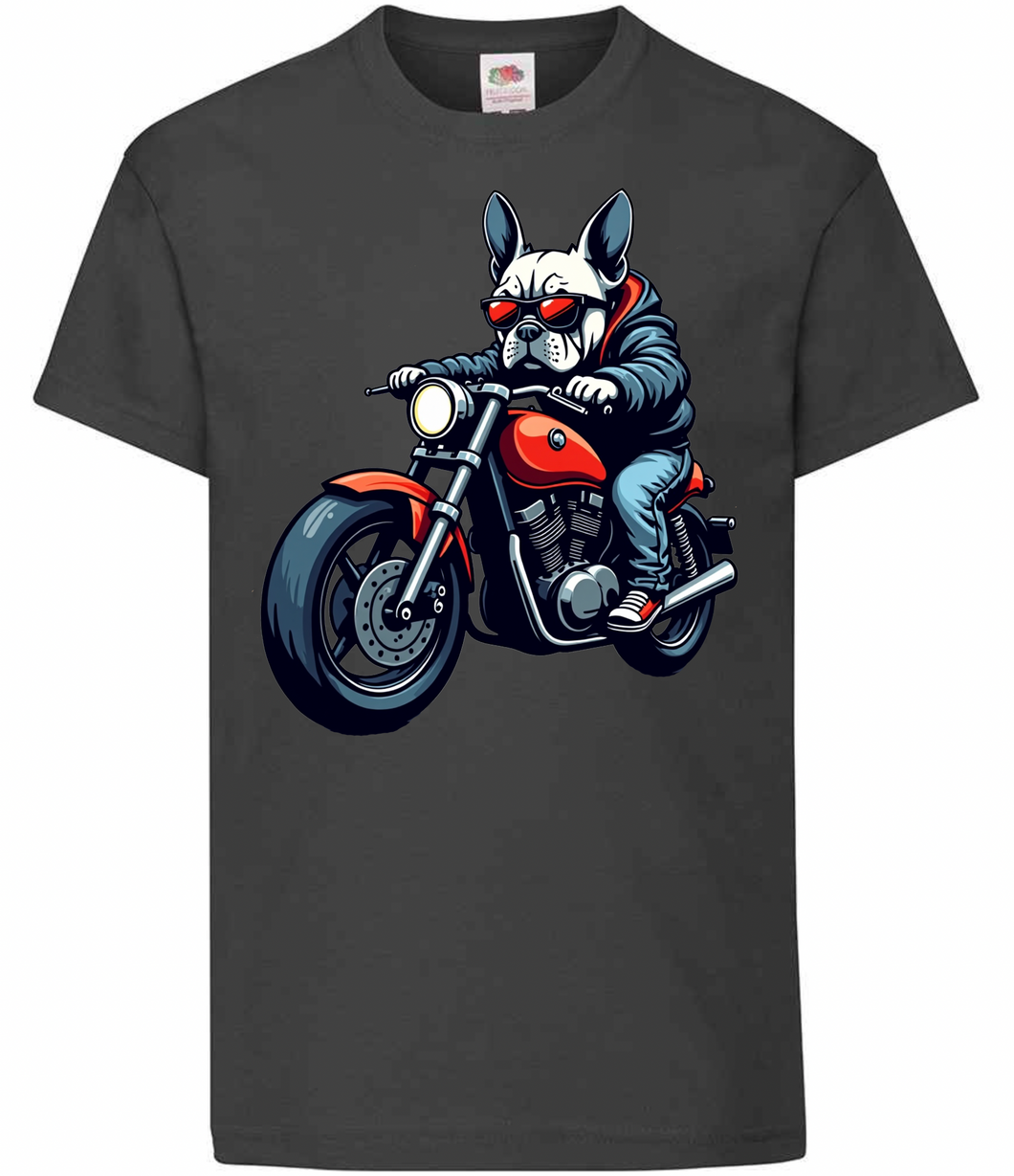Kids Biker French Bulldog T Shirt