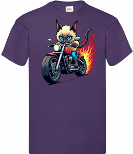 Kids Biker Maine Coon Kitty T Shirt