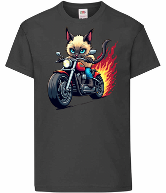 Kids Biker Maine Coon Kitty T Shirt