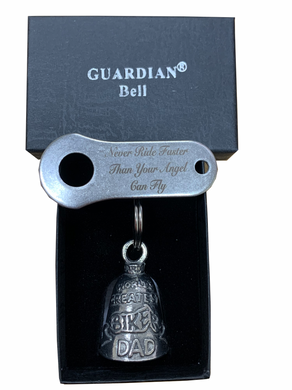 Biker Dad Guardian Angel Bell with Gift Box & Engraved Bell Hanger