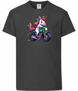 Kids Biker Rainbow Unicorn T Shirt