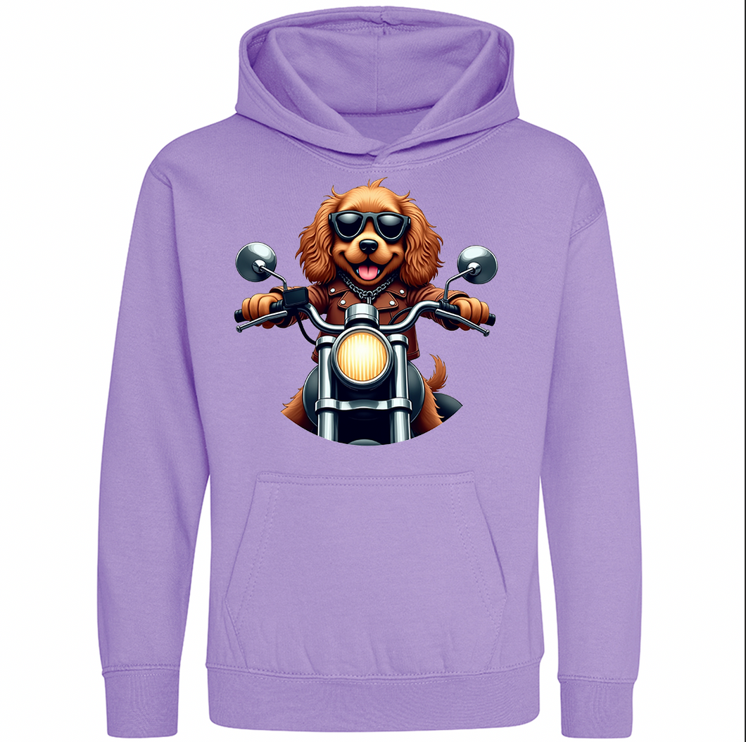 Kids Biker Cocker Spaniel Childrens Hoodie