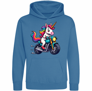 Kids Biker Rainbow Unicorn Hoodie