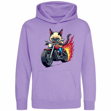 Kids Biker Maine Coon Cat Childrens Hoodie