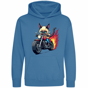 Kids Biker Maine Coon Cat Childrens Hoodie